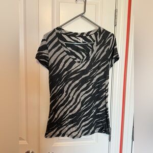 Chic Zebra Print V-Neck Top